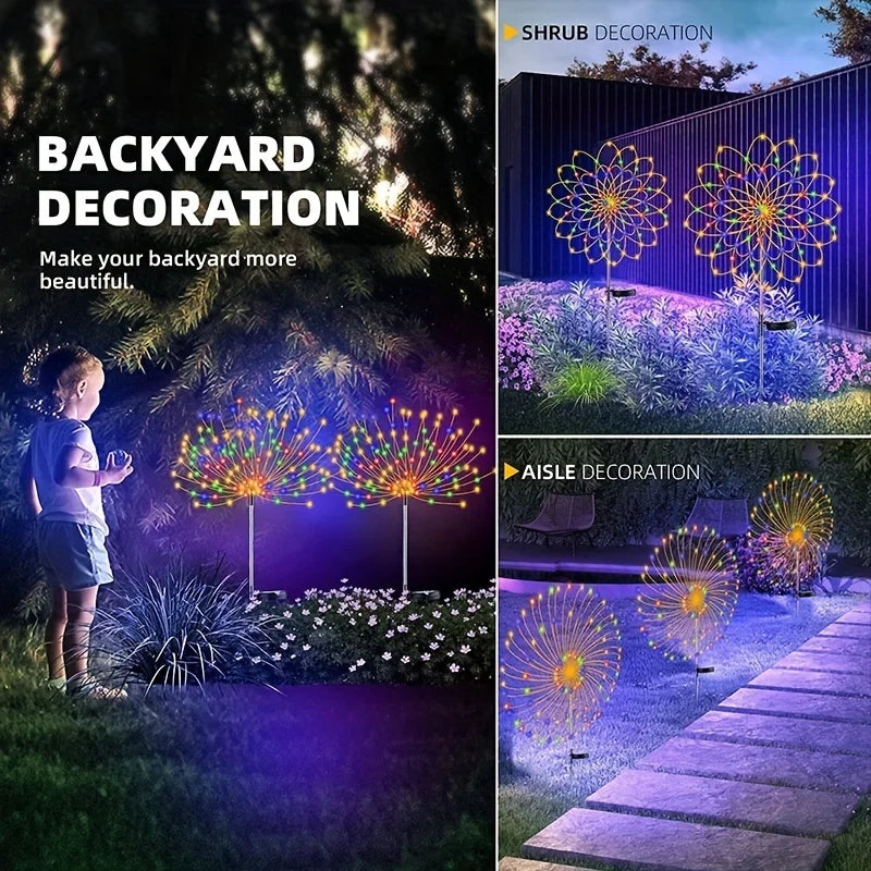 1PC Solar Fireworks Outdoor Grass Lamp