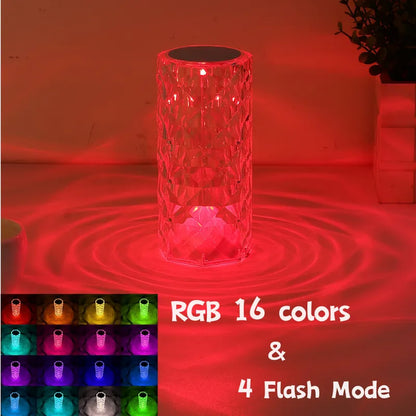 16-Color Dimmable Crystal Bedroom Lamp