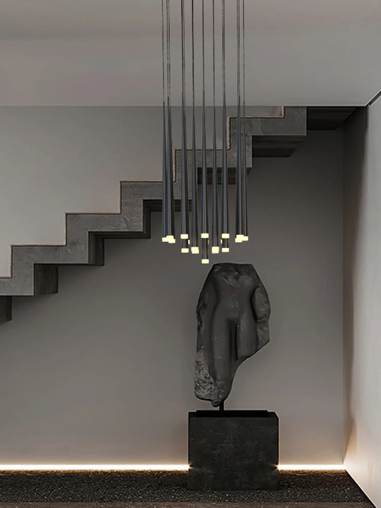 Modern LED Staircase Chandelier Conical Pendant Lamp