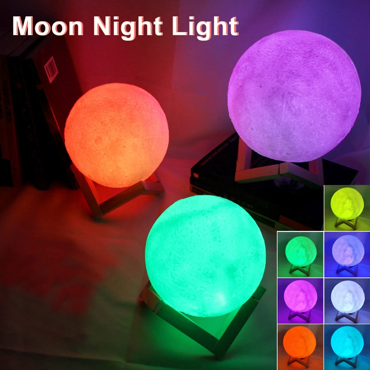 Starry Moon Nightlight with Stand