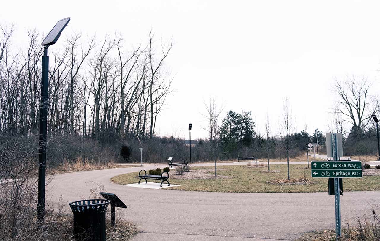 SOLTECH solar lighting project — parking lot installation